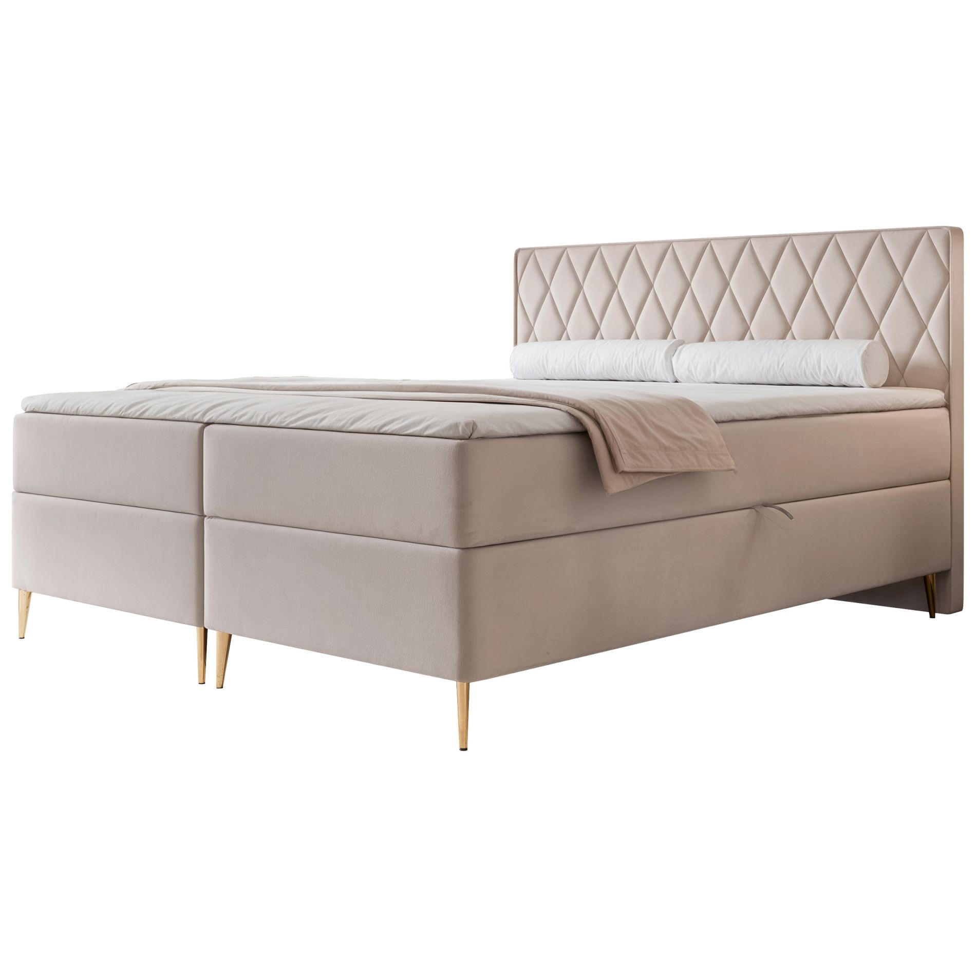 BOXBETT Caresso Greige, Velours, 180x200 cm - Taupe/Goldfarben, Textil/Metall (180/200cm) - Selsey