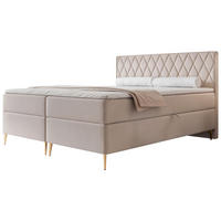 BOXBETT Caresso Greige, Velours, 160x200 cm - Taupe/Goldfarben, Textil/Metall (160/200cm) - Selsey