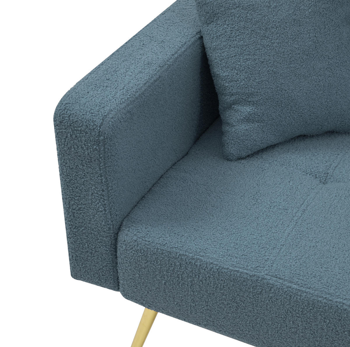 SCHLAFSOFA aus Lammwollstoff 175x64x72 cm in Antikblau mit Bettfunktion - Blau, Textil (175/72/64cm) - Modfu