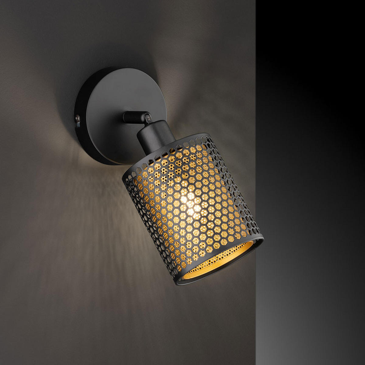 LED WANDLEUCHTE Cheval Metall Schwarz Gold - Schwarz, Metall (10/18/22.5cm) - Wofi