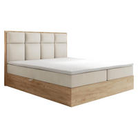 BOXBETT 160 x 200 cm mit Bettkasten und Taschenmatratze H3, SELVA mit Topper 5 cm und Holzelemente, Weiß - Weiß, Holzwerkstoff/Kunststoff (160/200cm) - Trada