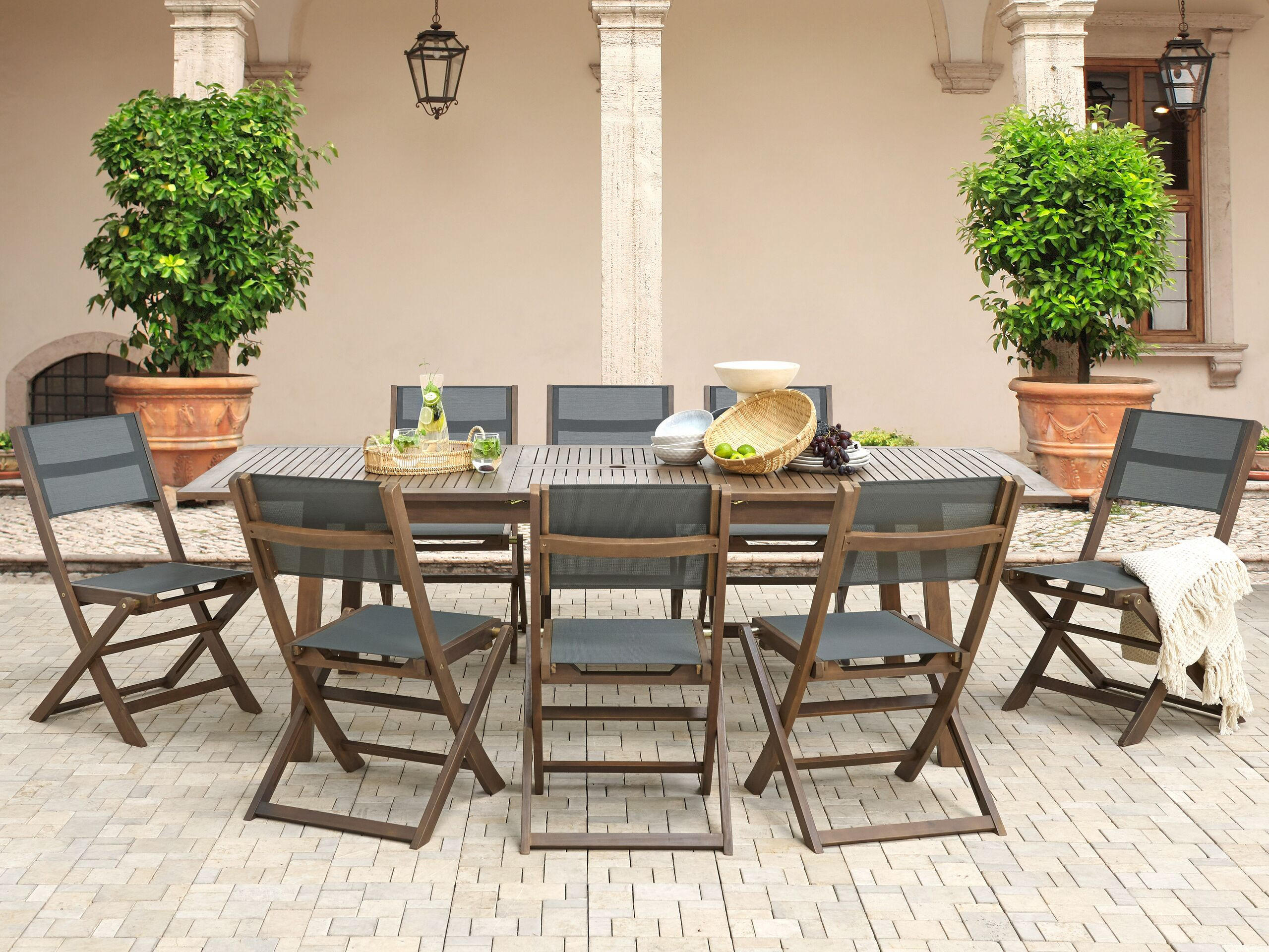 GARTENTISCH Akazienholz dunkelbraun 180-240/100 cm ausziehbar Cesana - Dunkelbraun, Holz (180/100/75cm) - Beliani