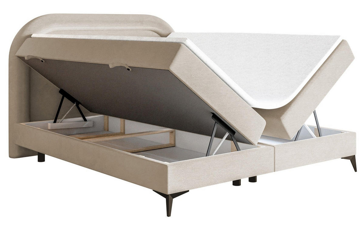BOXBETT Loreo Greige Samt wasserfest 180x200 cm - Taupe/Schwarz, Holz/Textil (180/200cm) - Selsey