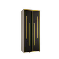 SCHWEBETÜRENSCHRANK 235,2/110/60 2-türig - Goldfarben/Schwarz, Holz/Metall (110/235/60cm) - Abiks Möbel