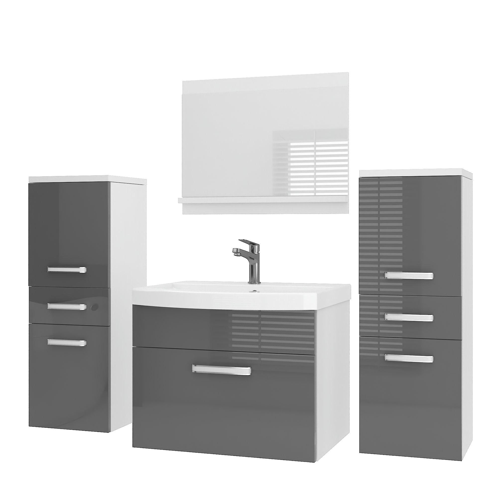 B BELINI GROUP KOUPELNOVÝ NÁBYTEK Koupelnová SADA PRI P4, Šedá lesklá, 120 cm