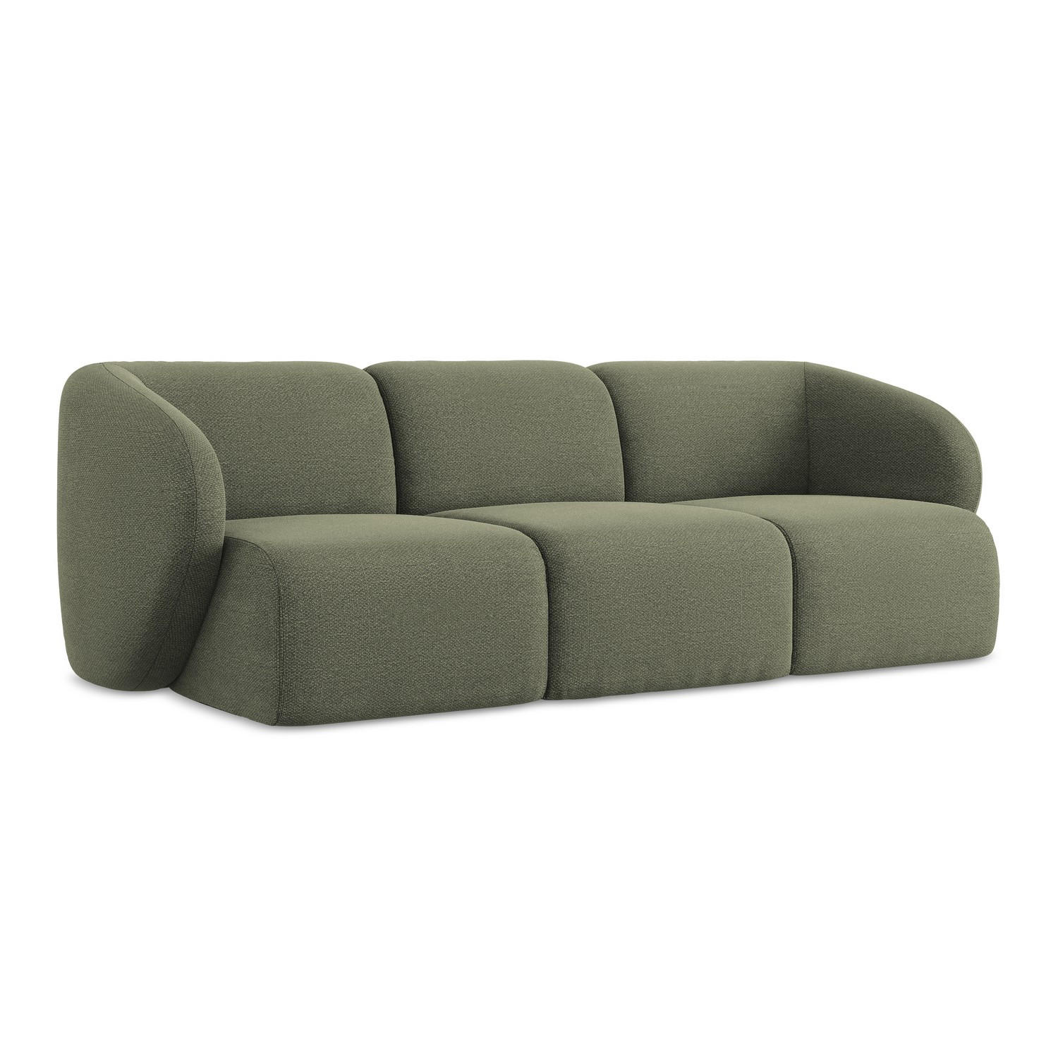 3-SITZER SOFA Bouclé Stoff Grün - Schwarz/Olivgrün, Holzwerkstoff/Kunststoff (244/75/94cm) - LaMiaSofa