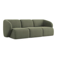 3-SITZER SOFA Bouclé Stoff Grün - Schwarz/Olivgrün, Holzwerkstoff/Kunststoff (244/75/94cm) - LaMiaSofa
