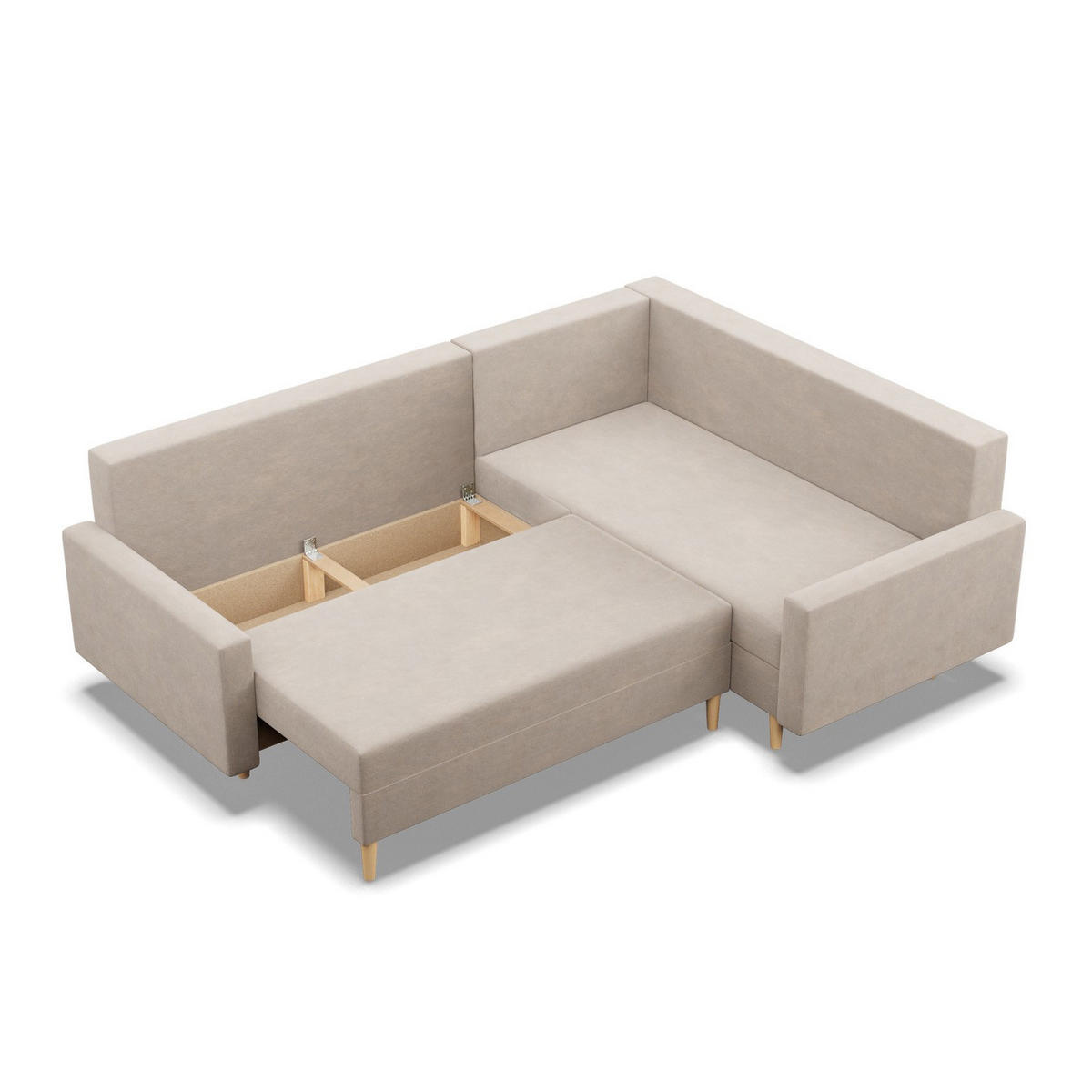 ECKSOFA LINKS MIT SCHLAFFUNKTION BLANK, Beige - Beige, Textil (223/175cm) - Mebligo