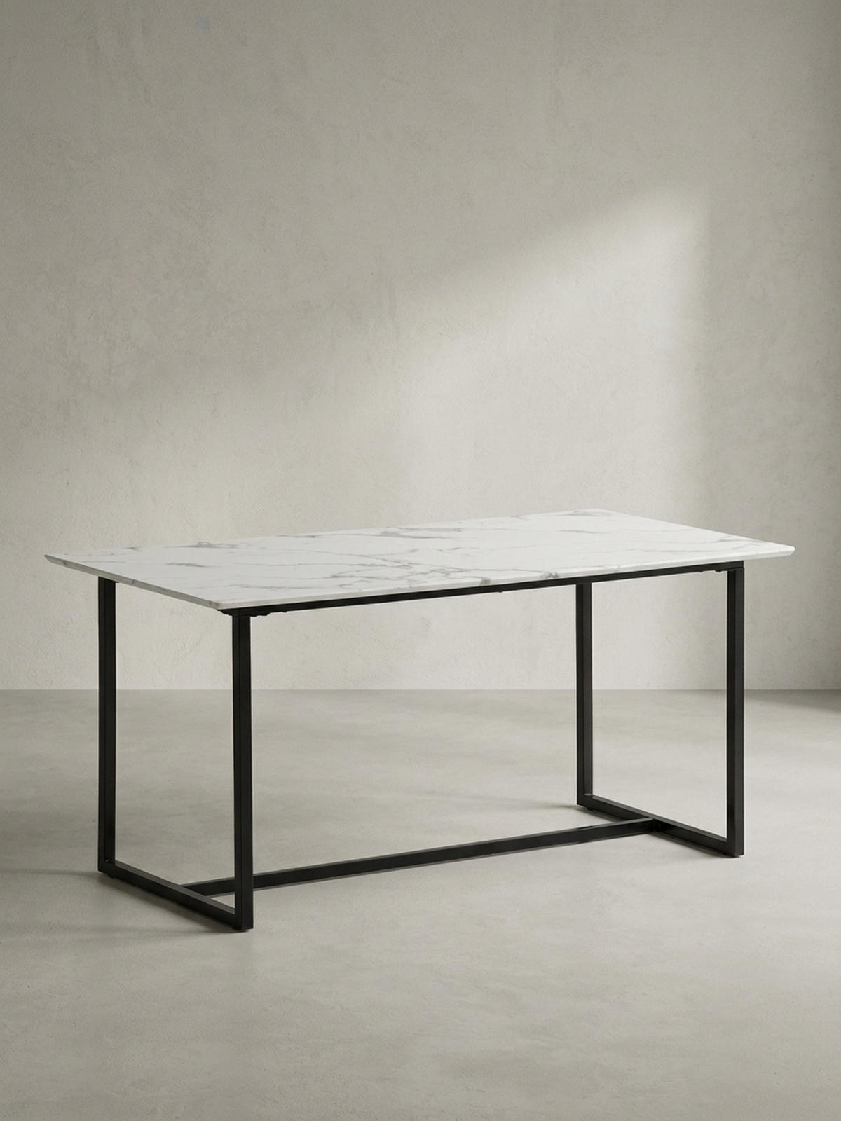 ESSTISCH Marmoroptik Metall Rechteckig Modern Klein, Weiß 120x60x76 cm - Schwarz/Weiß, Holzwerkstoff/Metall (60/120/76cm) - KADIMA DESIGN