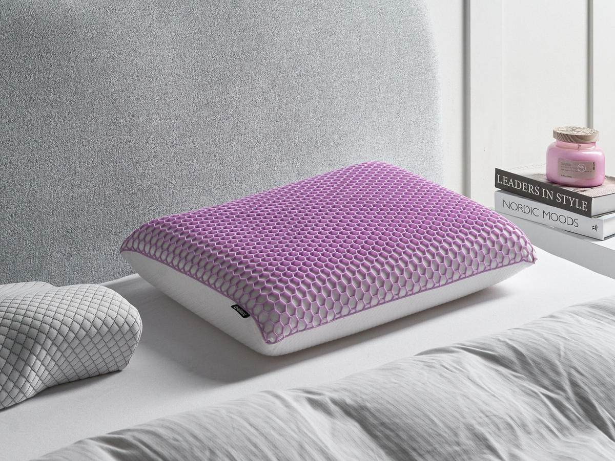 KOPFKISSEN Violett 54/37 cm Athos - Violett/Weiß, Textil (54/37cm) - Beliani