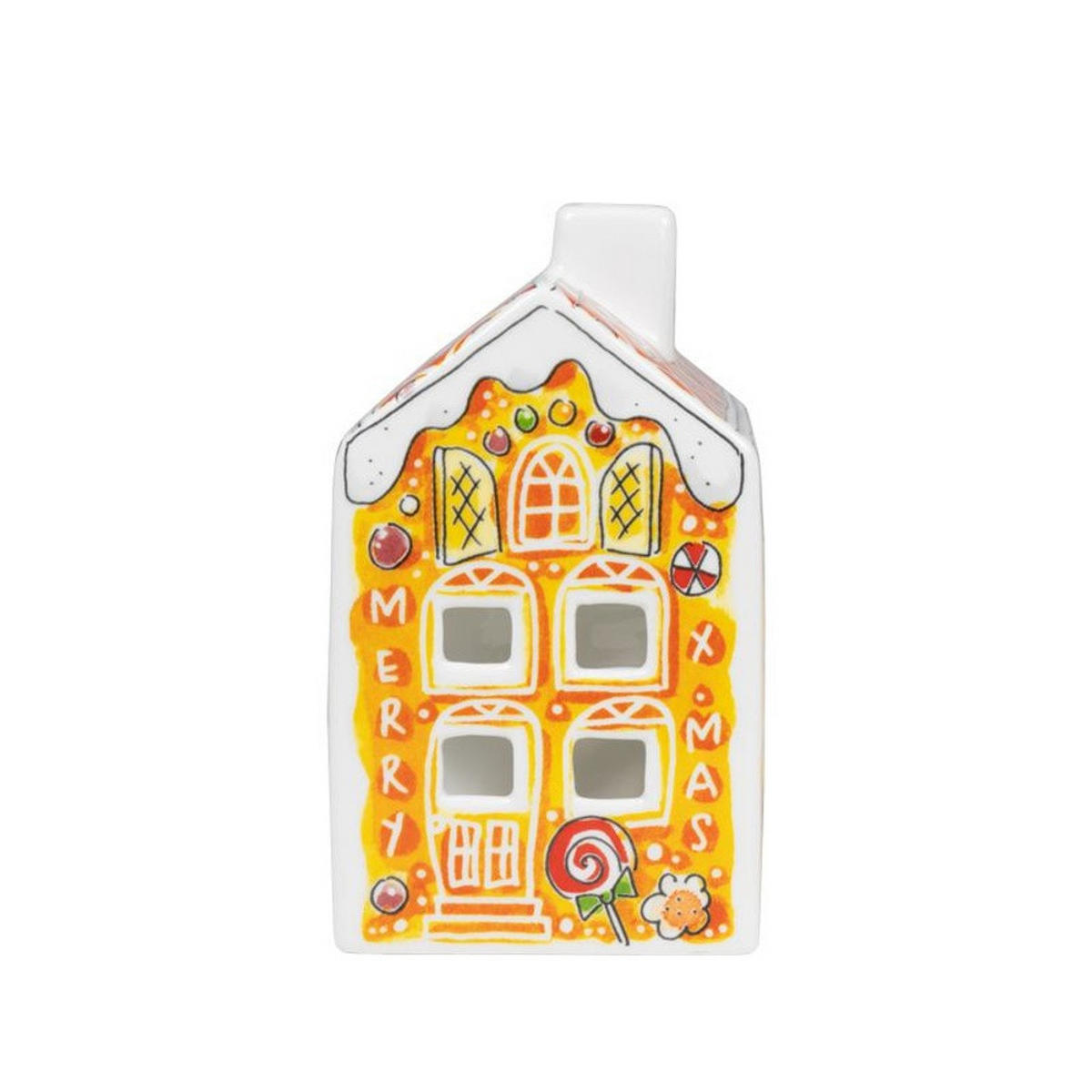 TEELICHTHALTER Lebkuchen in Bunt - 14,50cm - Multicolor, Keramik (8.5/14.5/8.3cm) - Blond Amsterdam