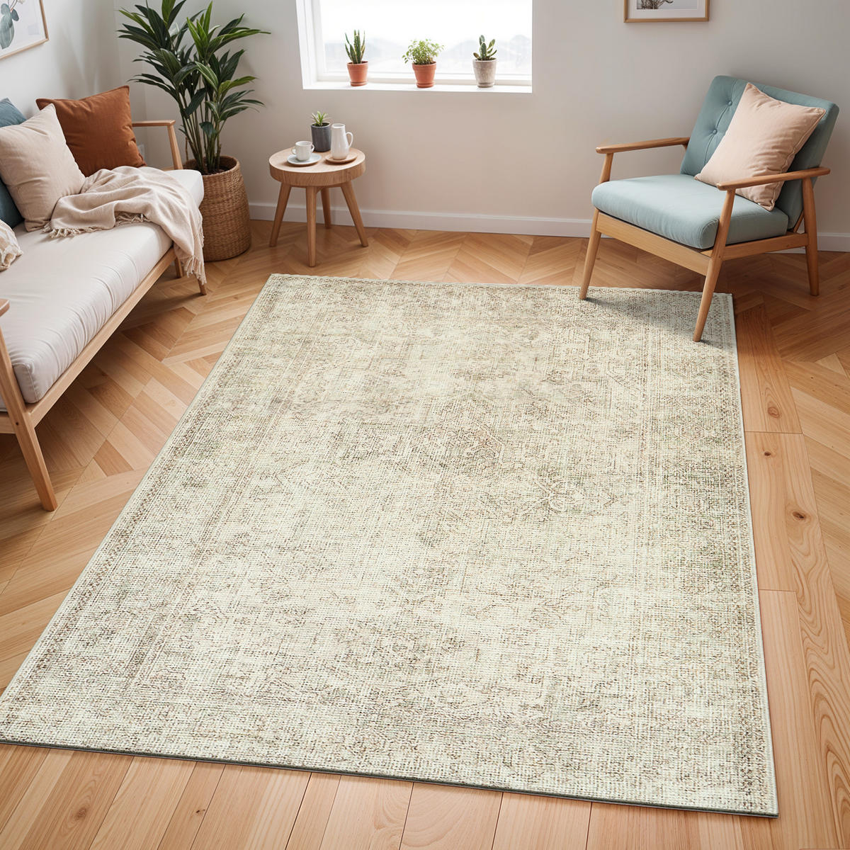 VINTAGE-TEPPICH Margot 200/275 cm Salbeigrün/Creme - Grün, Textil (200/275cm) - LIVABLISS
