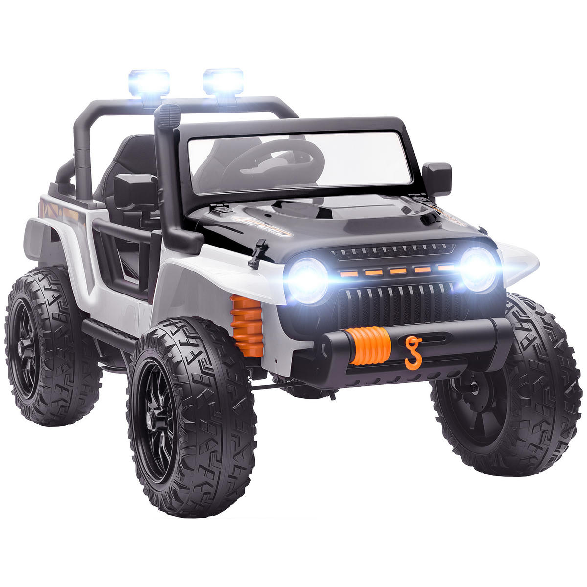 KINDER Elektroauto 12V Kinderauto Elektrisch mit Fernbedienung 2 Motor Hupe LED - Weiß, Metall (123.5/70.3/71.3cm) - AIYAPLAY
