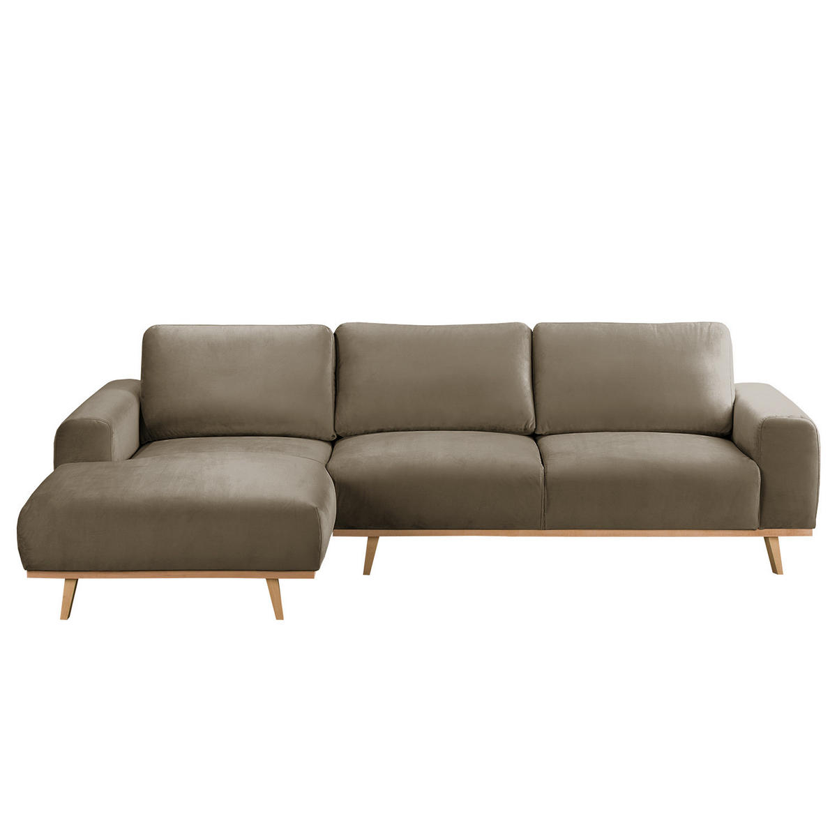 ECKSOFA - Samt - Cappuccino, Textil (286/152cm) - home24