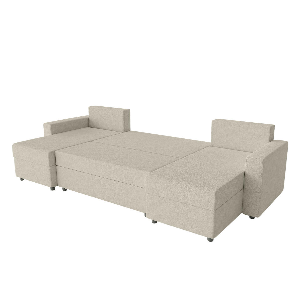 WOHNLANDSCHAFT Goka Lux U mit Schlaffunktion, Beige - Beige, Textil (298/72/146cm) - Fedve