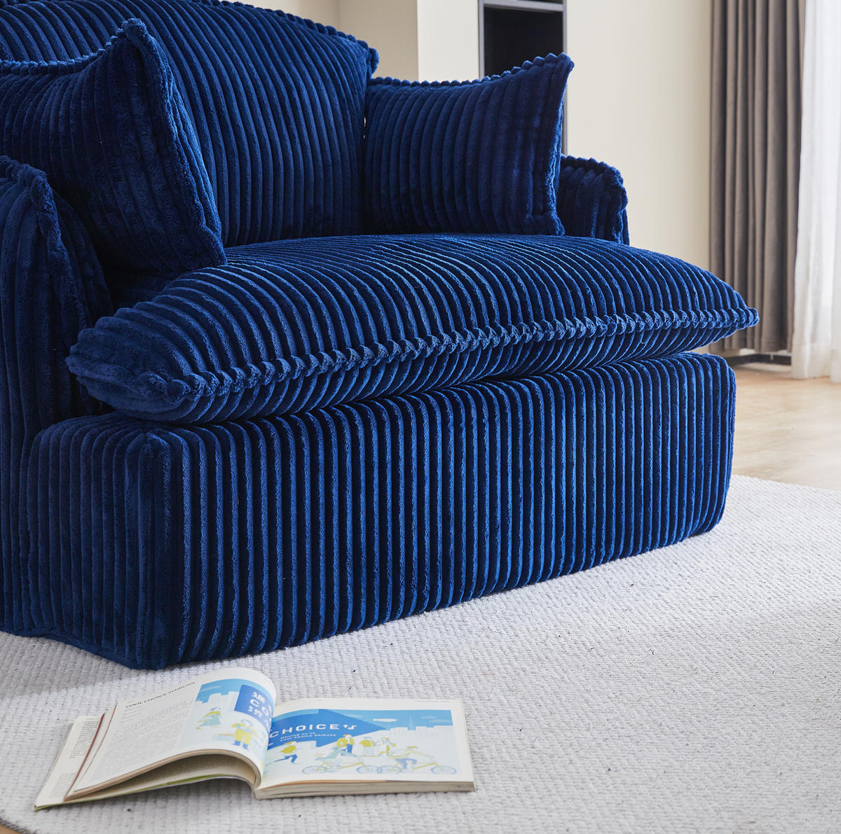 SESSEL mit Hocker 115 x 89 x 77 cm Stoff Blau 2-tlg. - Blau, Kunststoff (89/77/115cm) - Meubliv