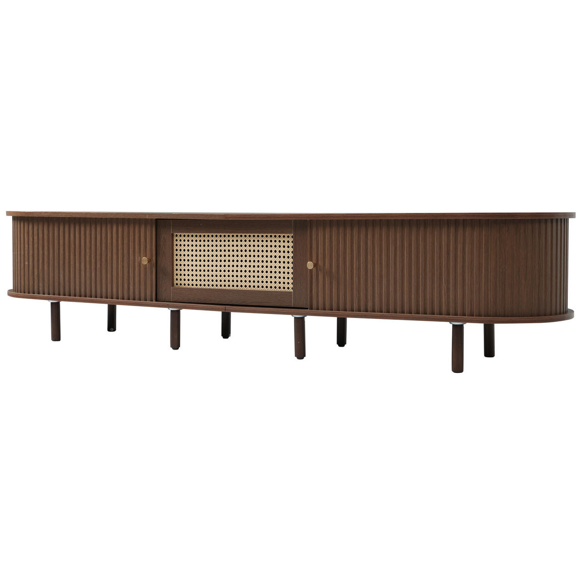 TV-ELEMENT mit Schublade und 2 Schiebetüren 180 x 40 cm MDF dunkle Walnussfarbe - Braun, Holzwerkstoff (40/40/180cm) - Beauniv