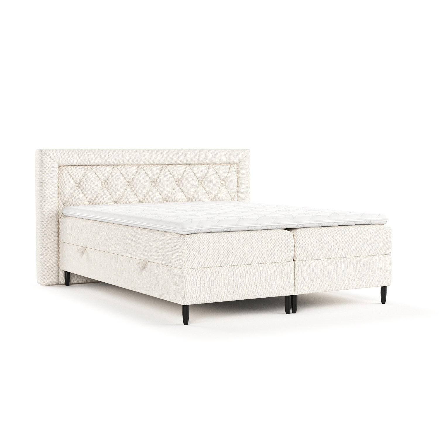 BOXBETT Avani Creme 200/200 cm - Creme/Schwarz, Holz/Holzwerkstoff (200/200cm) - Maison de Reve