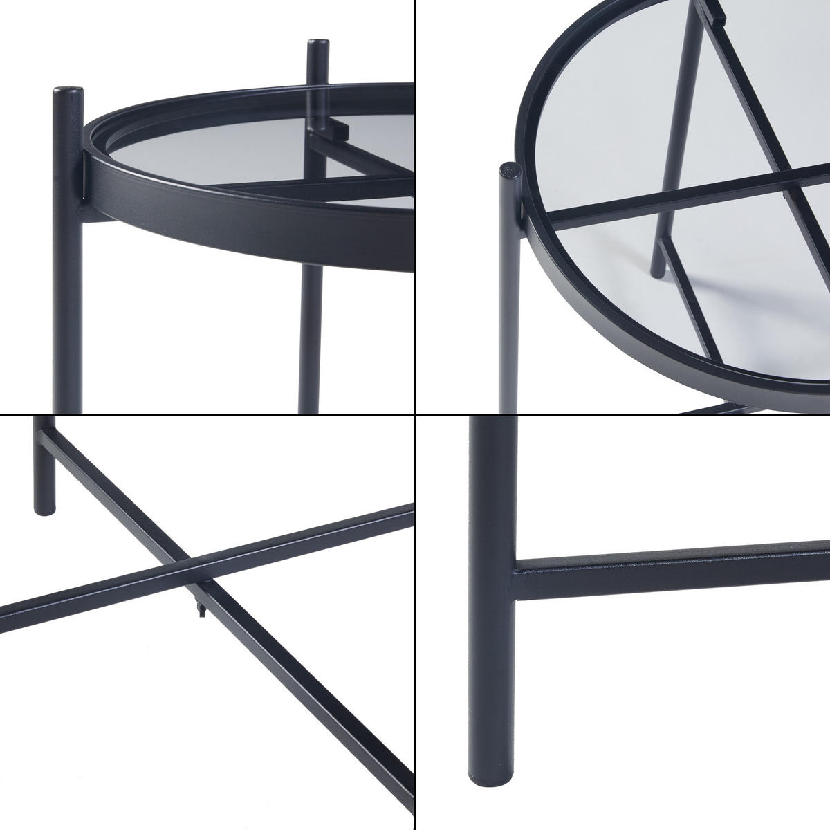BEISTELLTISCH Lier - Schwarz, Glas/Metall (41.5/41.5/46cm) - [en.casa]