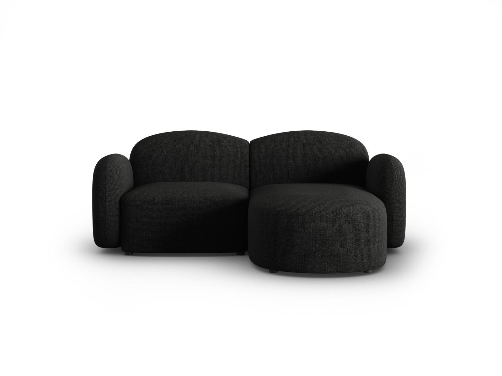ECKSOFA rechts Blair aus Chenille-Stoff mischung schwarz 3 Sitzplätze - Schwarz, Textil (155/194cm) - Micadoni