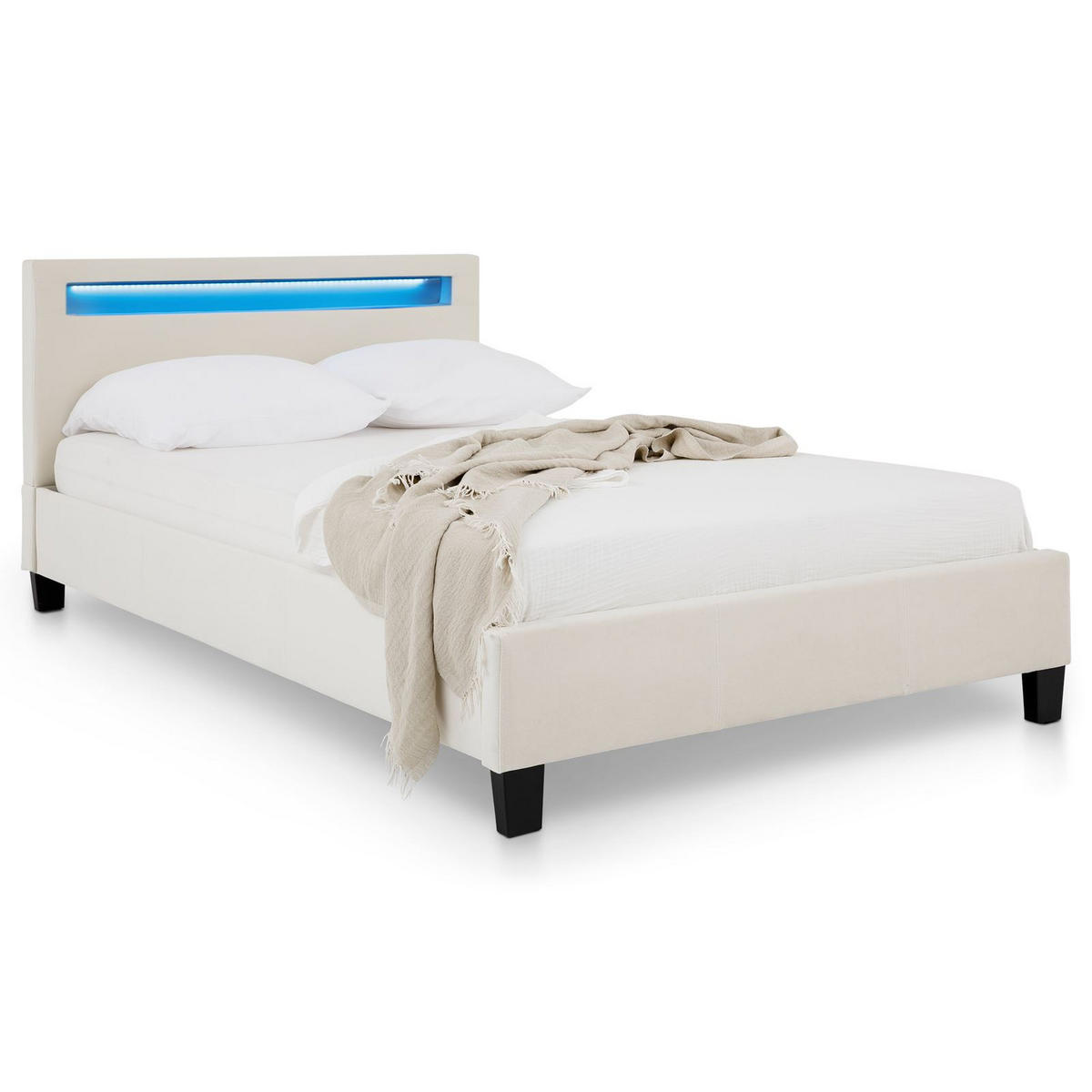 POLSTERBETT LASHIO 120x200 cm - Creme, Textil (120/200cm) - IDIMEX