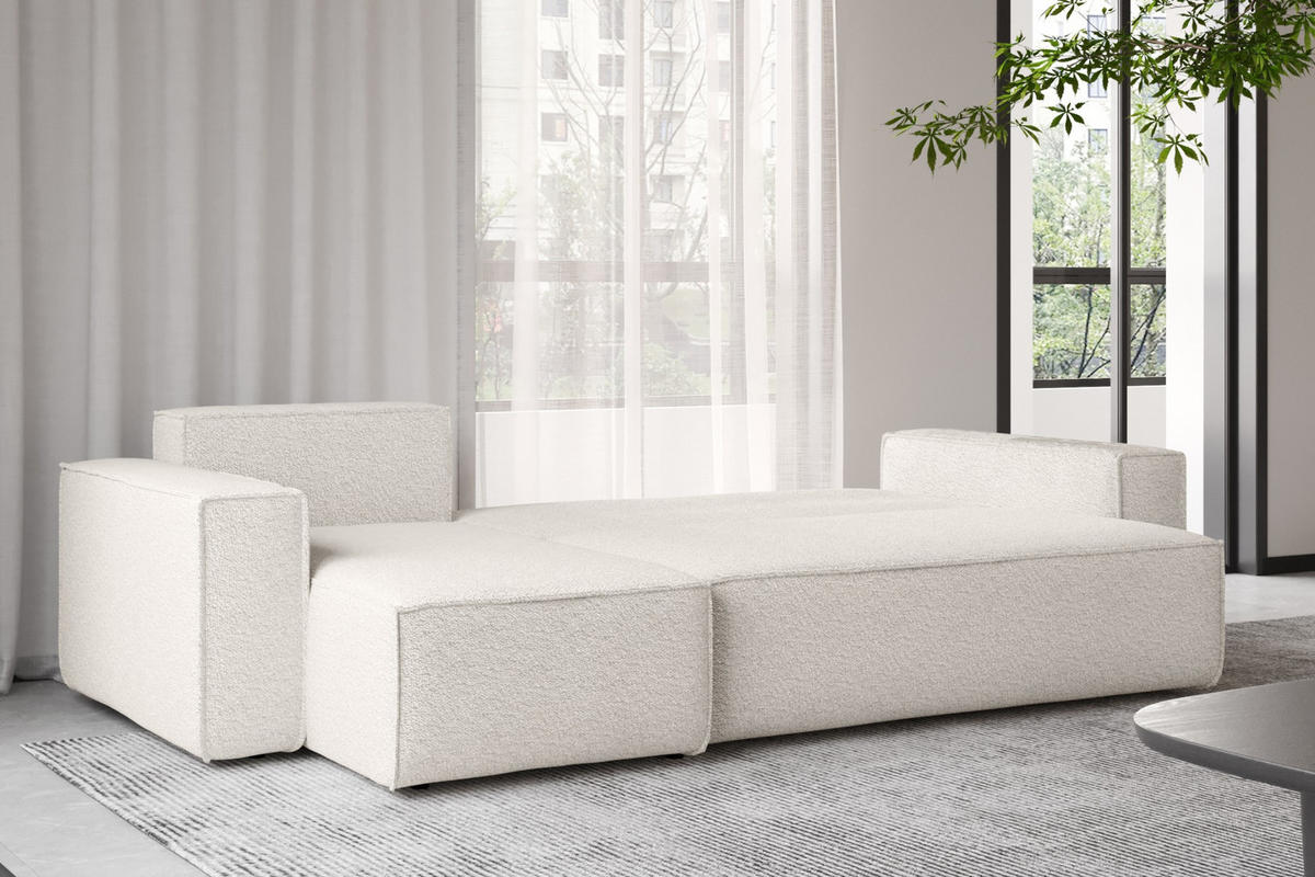 ECKSOFA Mit Schlaffunktion Und Bettkasten L-Form BEST Stoff Abriamo Ecru Links - Ecru, Holz/Textil (142/244cm) - Kaiser Möbel