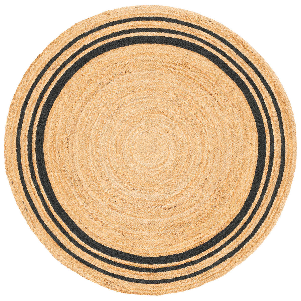 NATURFASER TEPPICH JUTE SALSA STREIFEN RUND - Anthrazit, Textil (100/100cm) - Pergamon