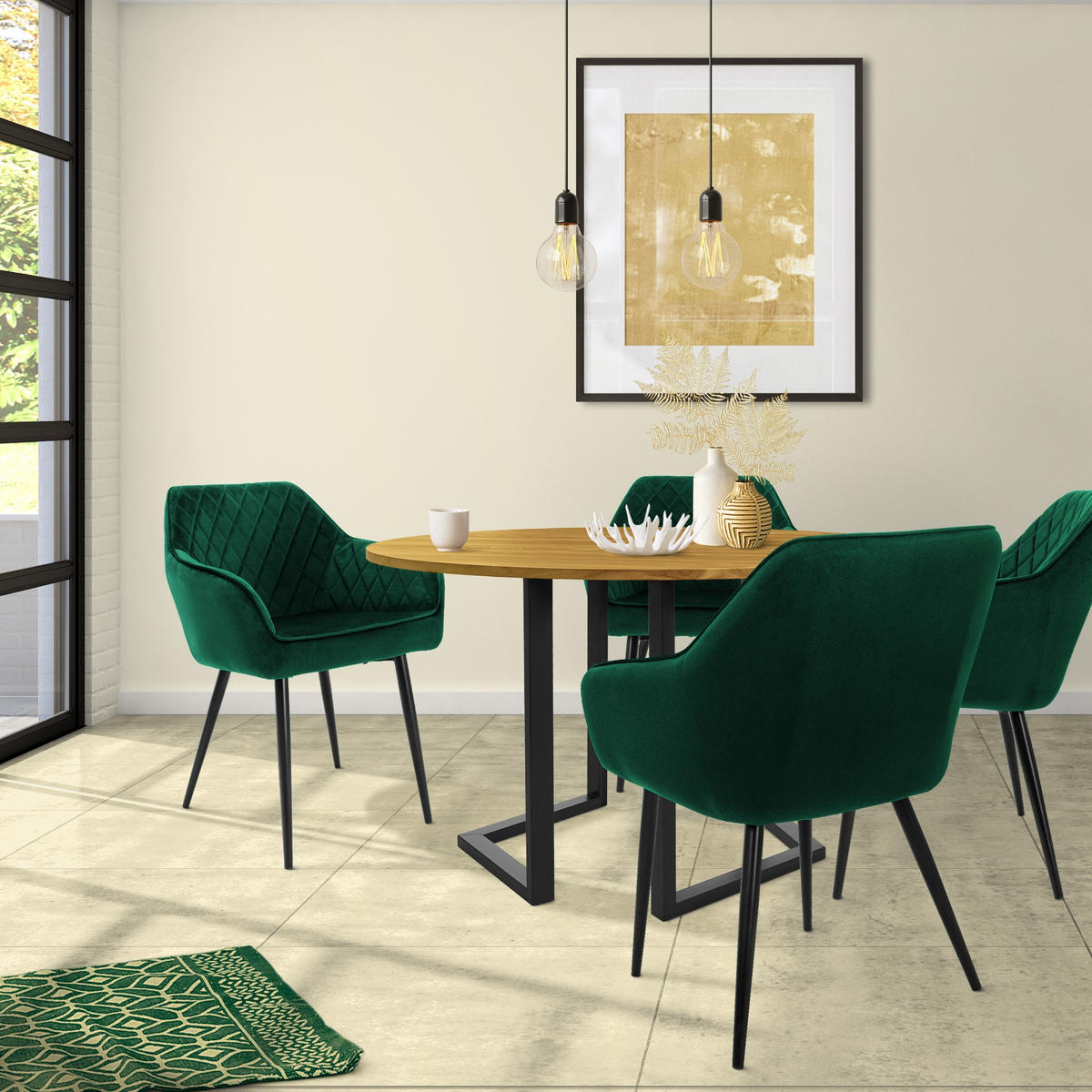 ESSZIMMERSTUHL Samt Dunkelgrün 2er Set - Dunkelgrün, Metall (63/80/60cm) - ML-DESIGN