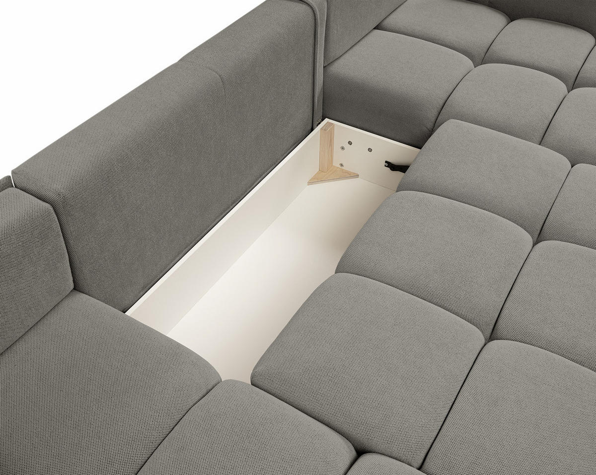 WOHNLANDSCHAFT Hosio Grau 359/177/88 cm mit Schlaffunktion - Schwarz/Grau, Kunststoff/Textil (359/88/177cm) - AX Living