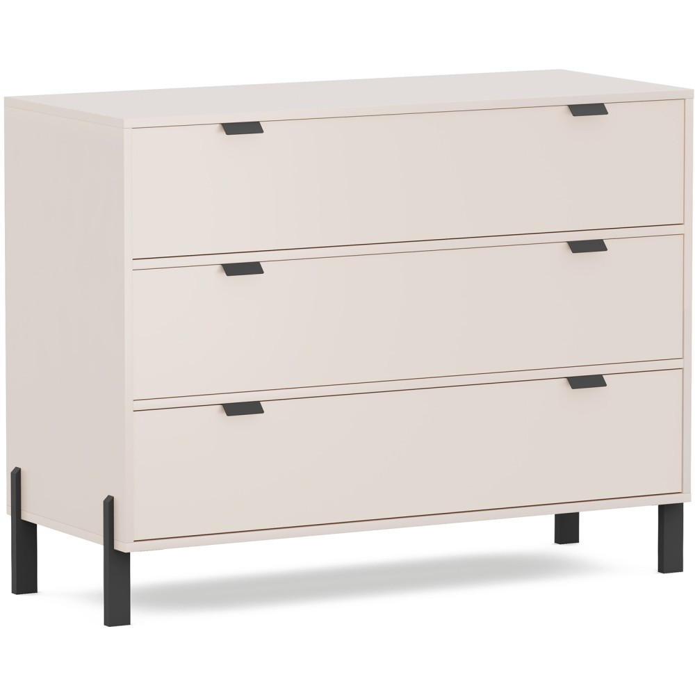 KOMMODE Cortina mit 3 Schubladen, Sandbeige - Sandfarben/Schwarz, Holzwerkstoff (109/85/45cm) - Beautysofa