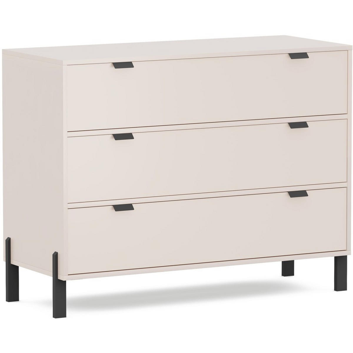 KOMMODE Cortina mit 3 Schubladen, Sandbeige - Sandfarben/Schwarz, Holzwerkstoff (109/85/45cm) - Beautysofa