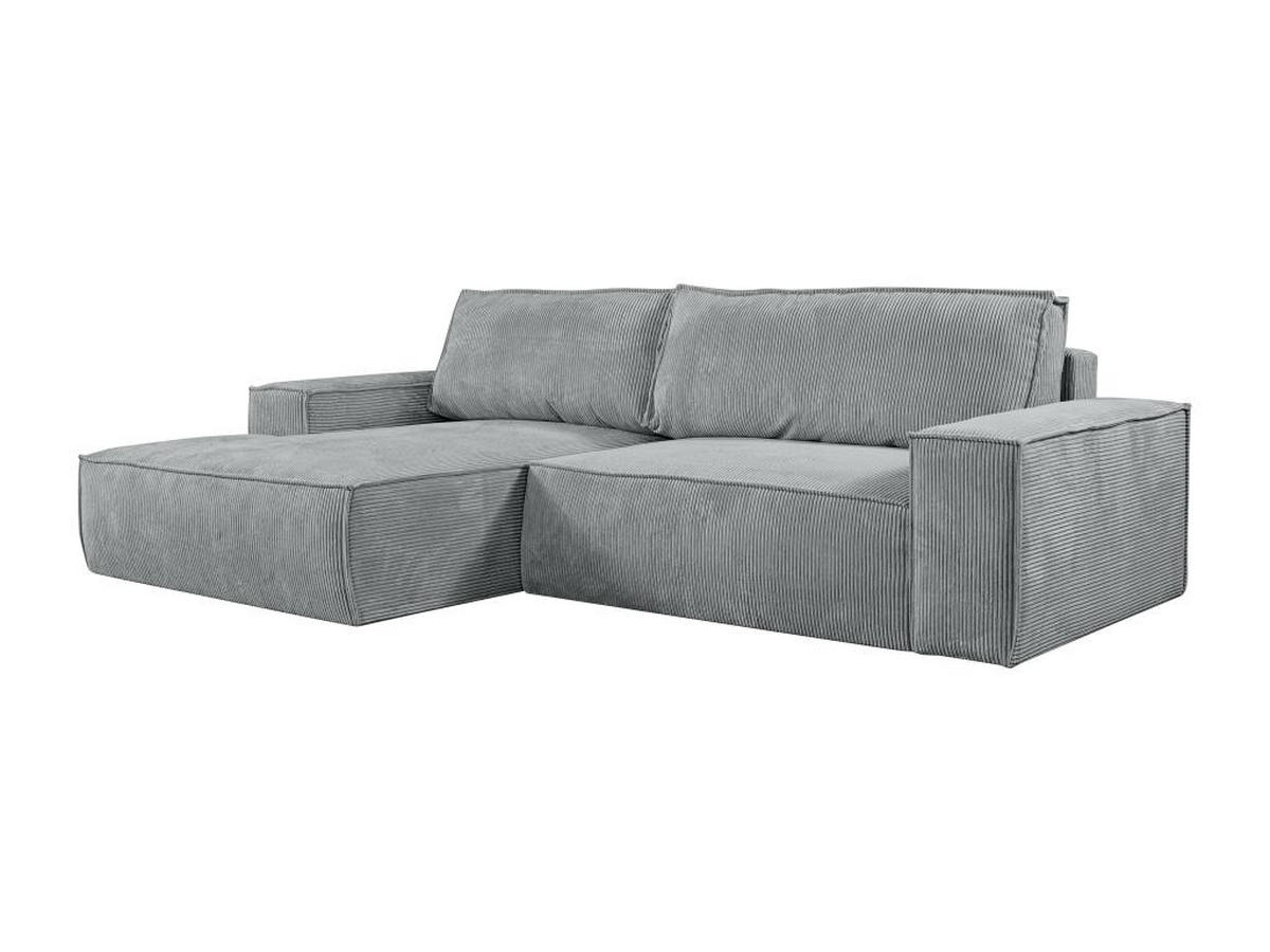 ECKSOFA mit Schlaffunktion - Ecke Links - Cord - Hellgrau - AMELIA - Hellgrau, Textil (167/267cm) - Vente-Unique
