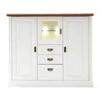 HOCHANRICHTE Novara - Weiß/Braun, Holz (157/133/45cm) - Casamia Massive Möbel