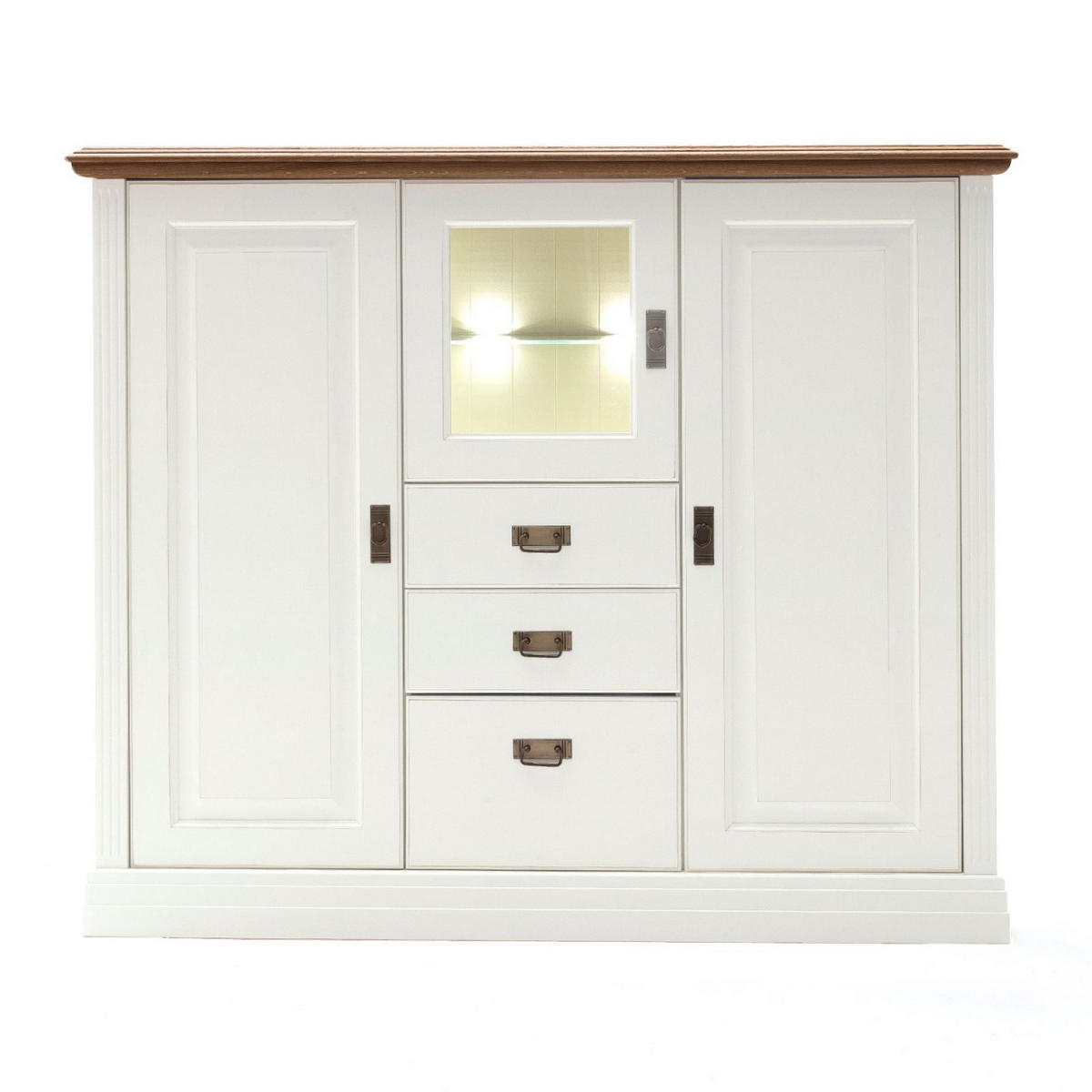 HOCHANRICHTE Novara - Weiß/Braun, Holz (157/133/45cm) - Casamia Massive Möbel