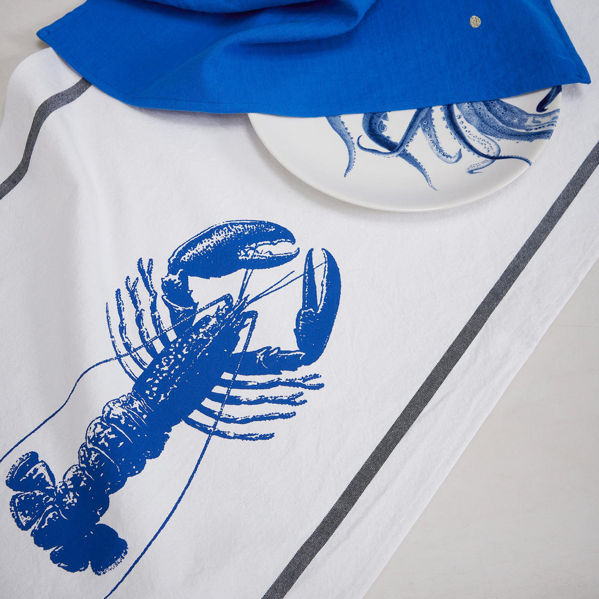 KÜCHENTUCH Homard weiß/blau 50 x 70 cm - Weiß, Textil (50/50cm)