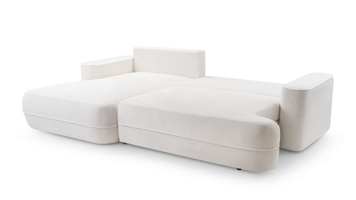 ECKCOUCH L Form Peoni Weiß 267/168/87 cm mit Schlaffunktion L - Schwarz/Weiß, Kunststoff/Textil (168/267cm) - AX Living