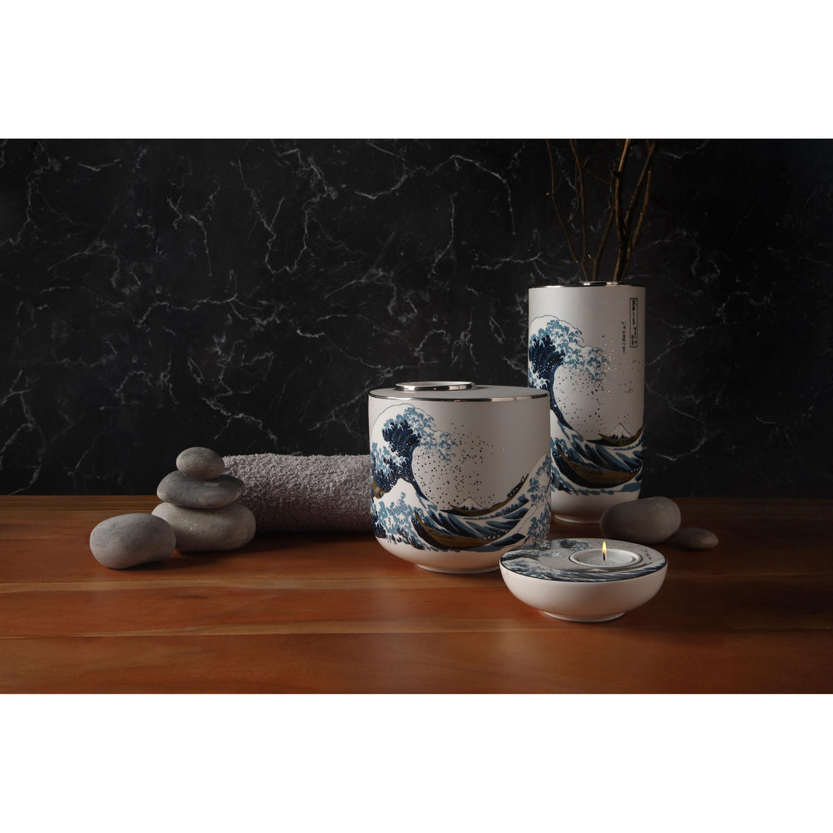 VASE Hokusai- Die Große Welle, Porzellan, Bunt, 16 cm - Multicolor, Keramik (16cm) - Goebel
