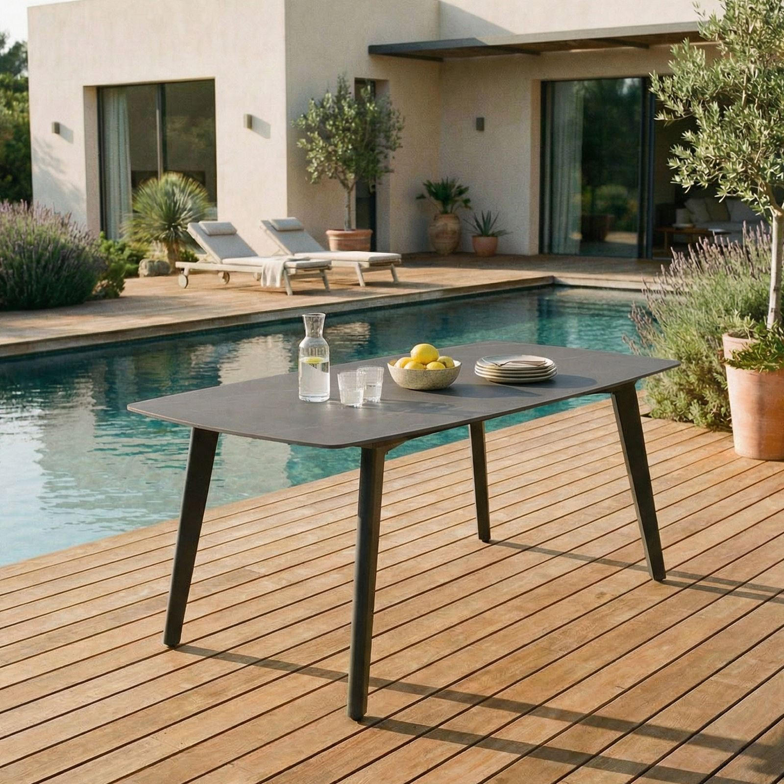 GARTENTISCH MEZA - Anthrazit, Metall (90/180/75cm) - IDIMEX