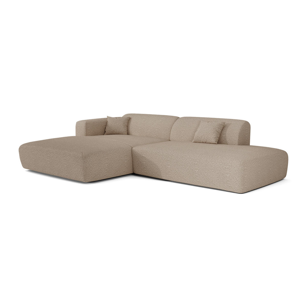 ECKSOFA LINKS Bouclé-Stoff Taupe 310cm - Taupe, Textil (310/96cm) - Sia Home