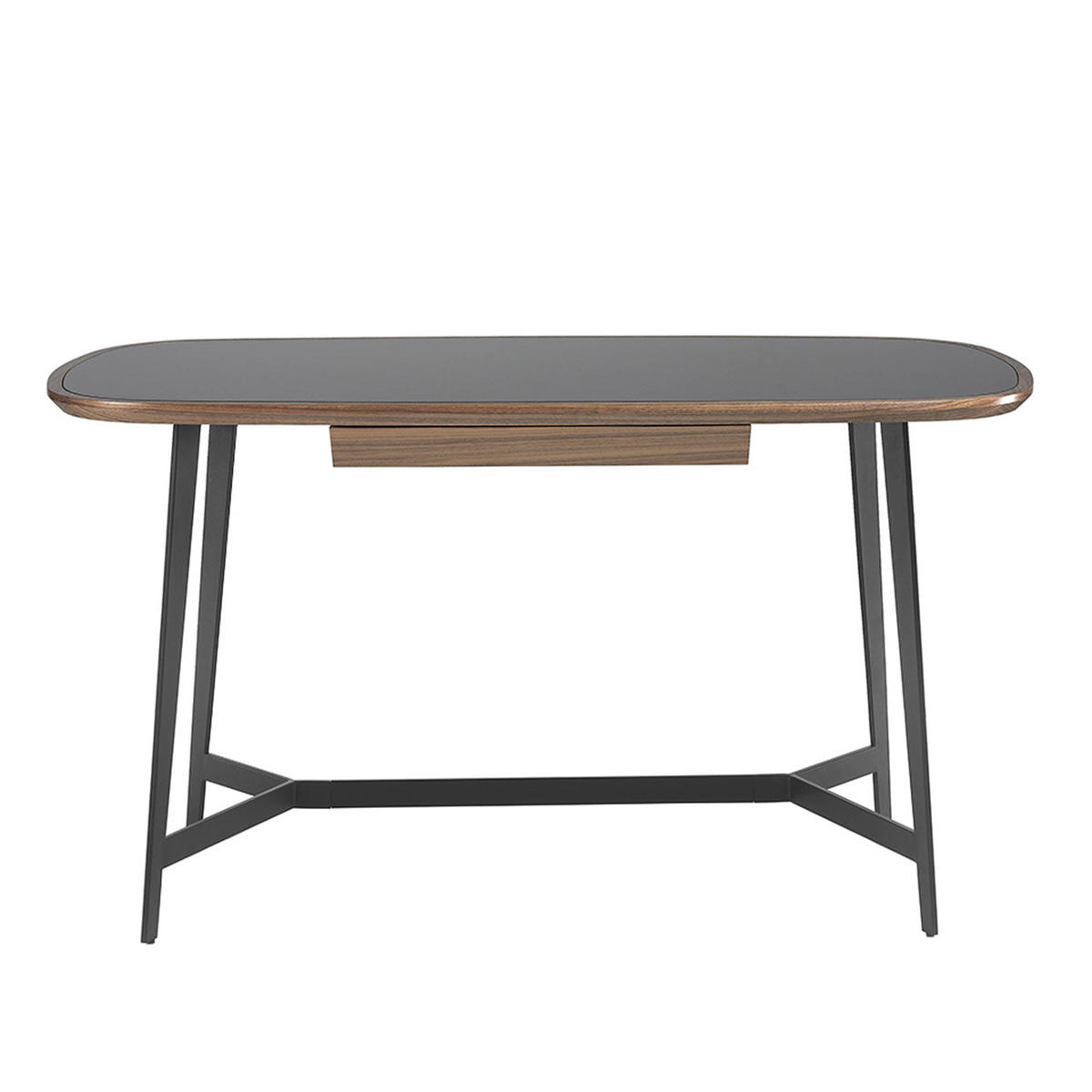 SCHREIBTISCH Rechteckig Walnuss Schwarz 140/72/76 cm - Walnussfarben/Schwarz, Holz/Metall (72/140/76cm) - ANGEL CERDA