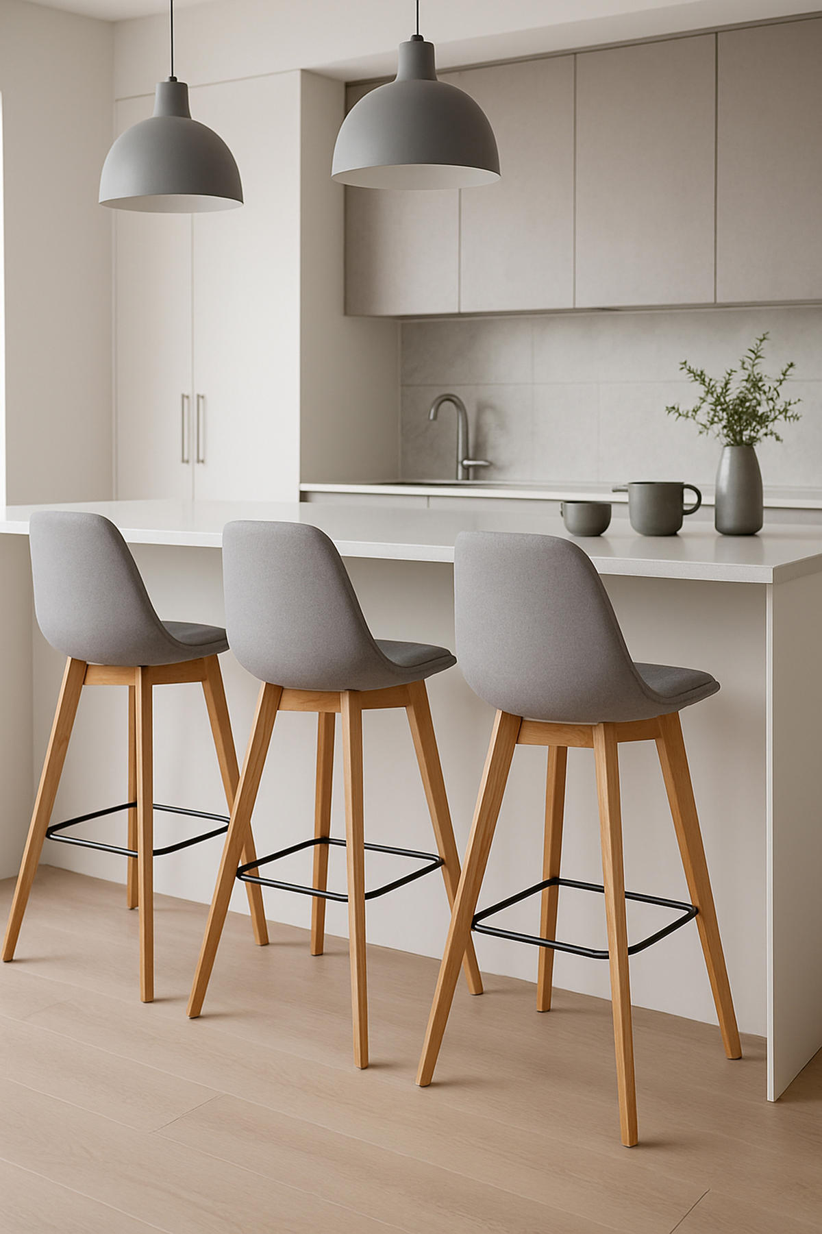 BARHOCKER 2er Set Meta Stoff natura grau - Grau, Holz/Textil (48/112/56cm) - TPFLiving