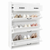 SCHUHSCHRANK mit 3 Klappen und 2 Schubladen 80 x 23,5 x 131 cm Weiß - Weiß, Holzwerkstoff (23.5/131/80cm) - Beauniv