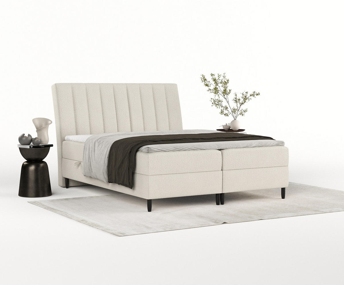 BOXBETT Merton Beige 180/200 cm - Beige/Schwarz, Holz/Holzwerkstoff (180/200cm) - Maison de Reve