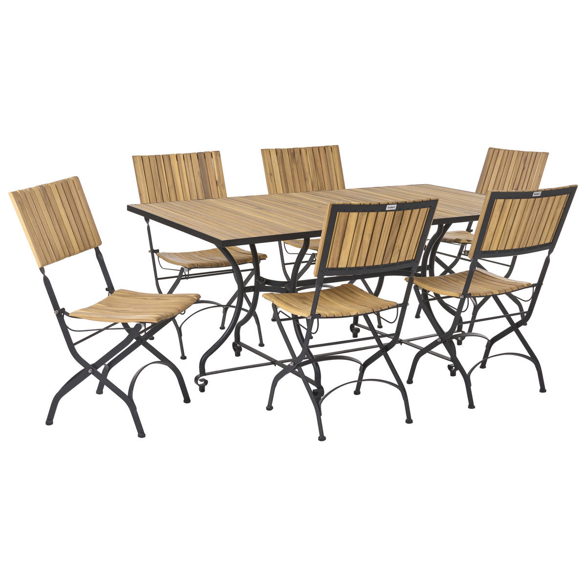 GARTENMÖBEL-SET 6-Sitzer Hellbraun Akazienholz klappbar Lascari - Hellbraun, Holz - Beliani