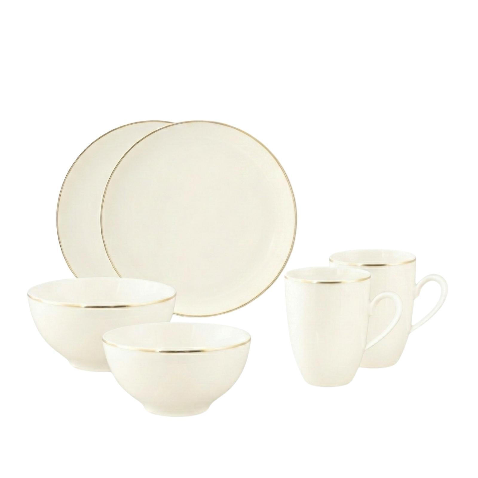 FRÜHSTÜCKS-SET Savona Goldlinie creme 6er Set - Creme, Keramik (1/1/1cm) - Seltmann Weiden
