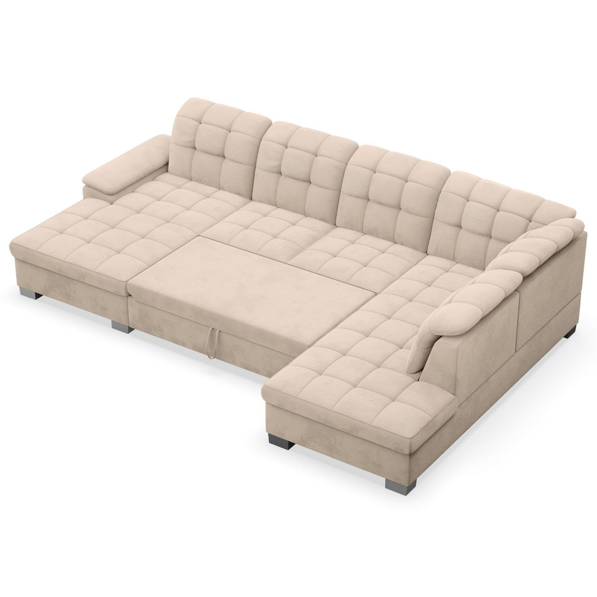 WOHNLANDSCHAFT Jamaal Beige Velours linksseitig - Beige/Schwarz, Textil (330/106/212cm) - Selsey
