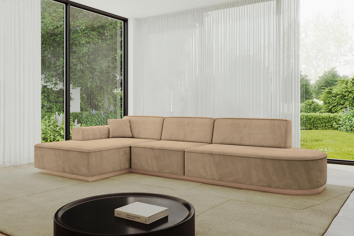 ECKSOFA Ottomane Links IREA-L2 - 328x171x83 cm Beige - Beige, Holzwerkstoff/Textil (328/171cm) - ALTDECOR