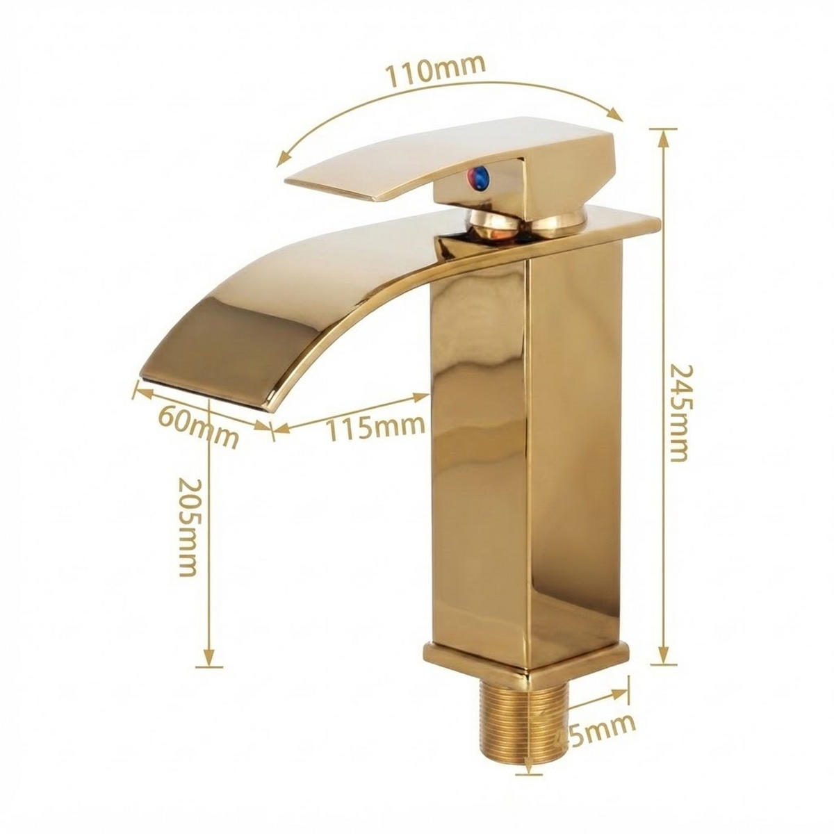 BADEZIMMERARMATUR, 24,5 x 16 cm, gold - Goldfarben, Metall (26/7/20cm) - Vallsero