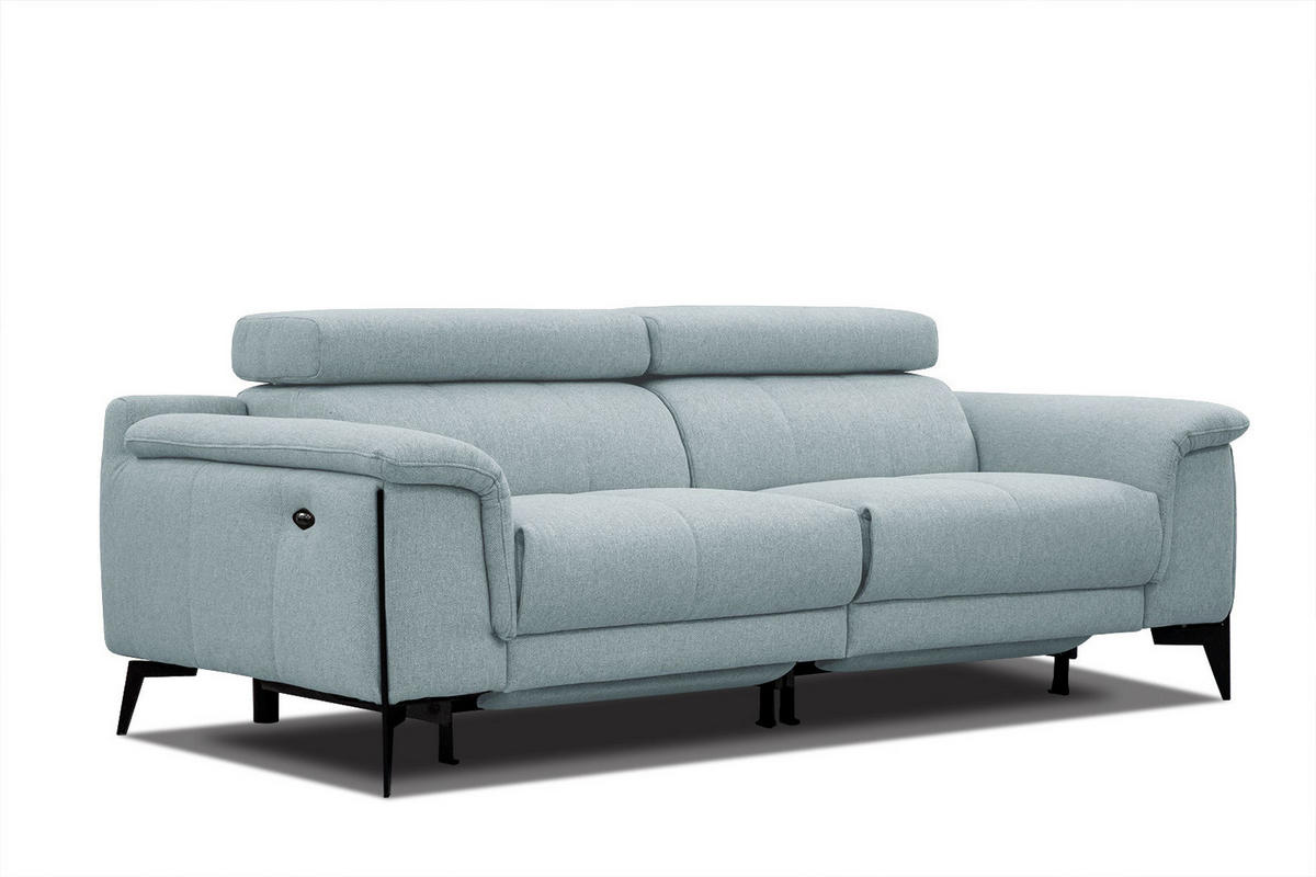 RELAXSOFA MATERA 3-Sitzer mit 2 Relaxfunktionen, mint - Schwarz/Mintgrün, Holzwerkstoff/Textil (212/82/103cm) - Courtois Laville