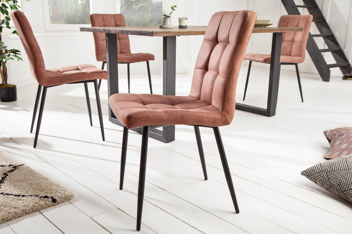 STUHL MODENA Microfaser Braun 85 cm - Schwarz/Braun, Textil/Metall (44/86/58cm) - riess-ambiente